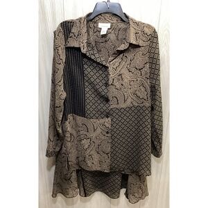 AVENUE Women's (Size 14/16) Long Sleeve Button Down Collared Skirt Set